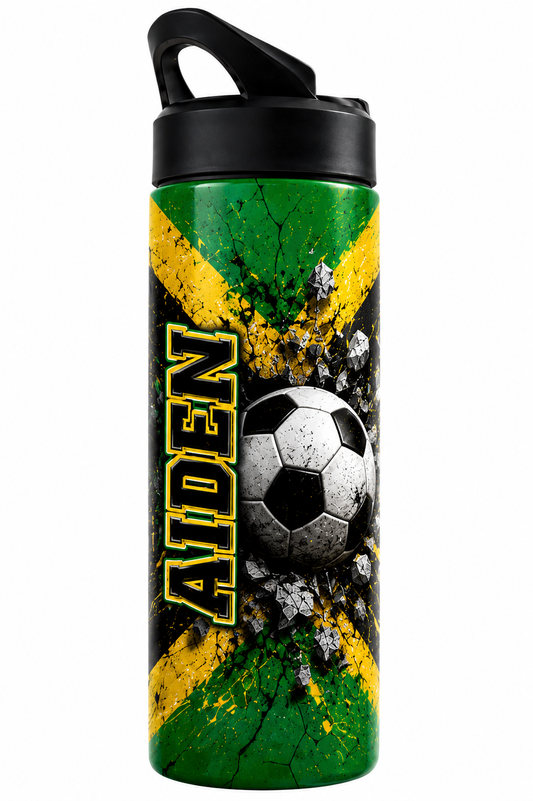 Personalized Soccer Water Bottle – Custom Name Sports Bottle – (Your Country) Soccer Design
